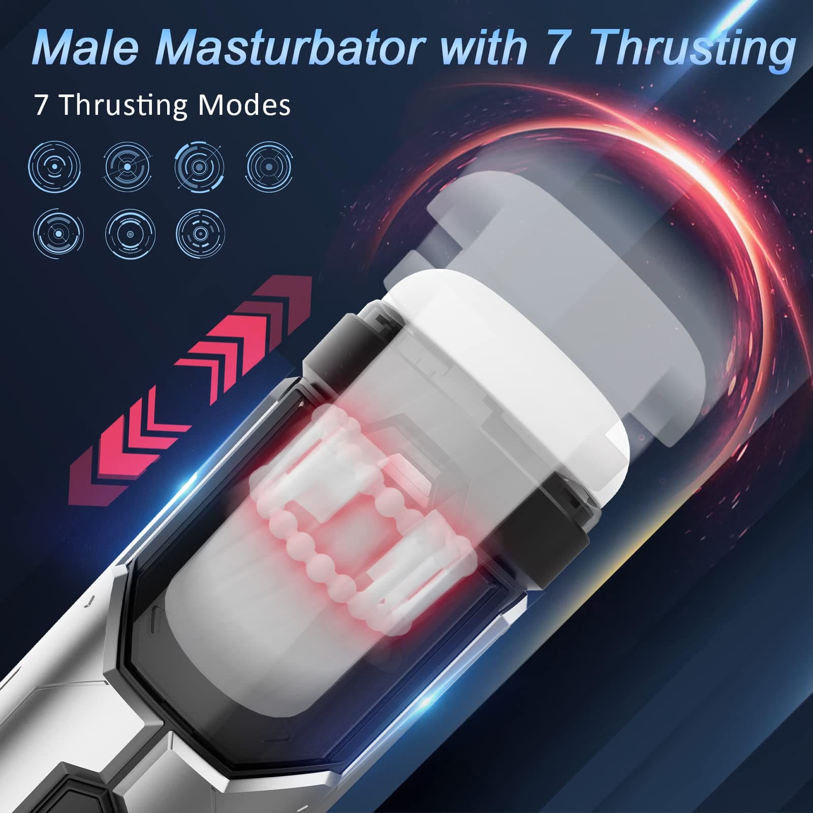 【One-Click Climax】Automatic Male Masturbator with Ring with 7 Thrusting & Vibration Modes for Stimulation Electric Pocket Pussy Male Stroker Toy, Adult Male Sex Toys for Men