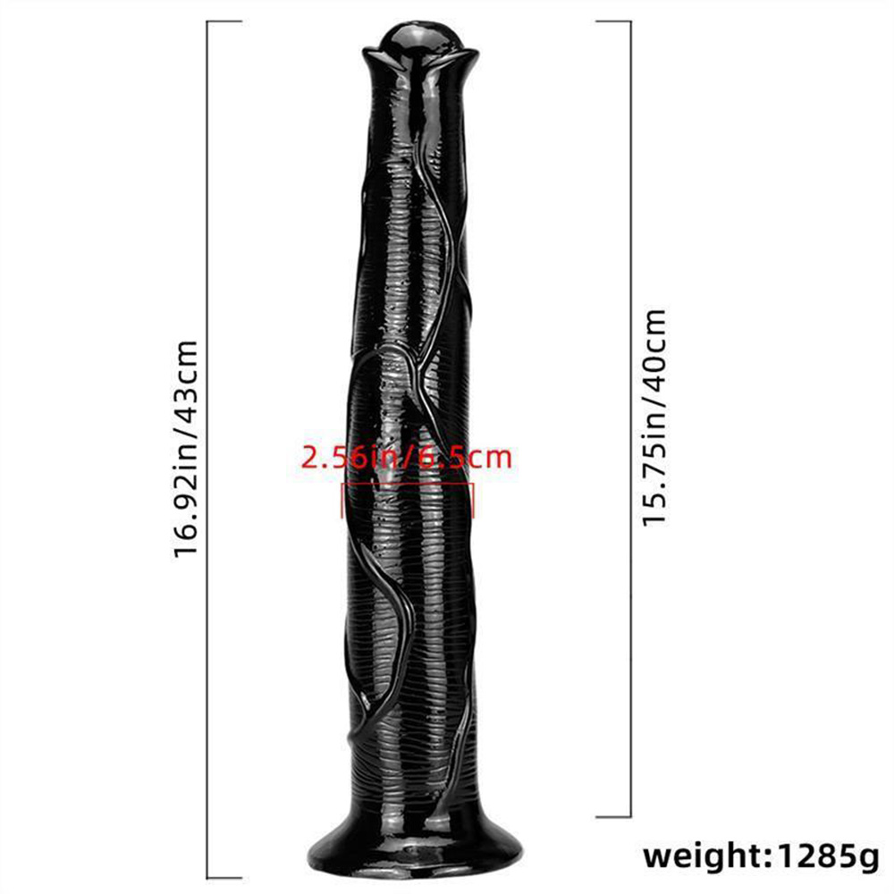 17 Inch Oversized Black Animal Horse PVC Dildo