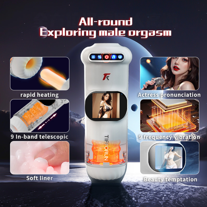 2024 New Masturbator Uxol Heating 9 Vibration & 9 Thrusting Male Masturbator with Moan Function, Full LCD Display Uxolclub Sex Toys for Men