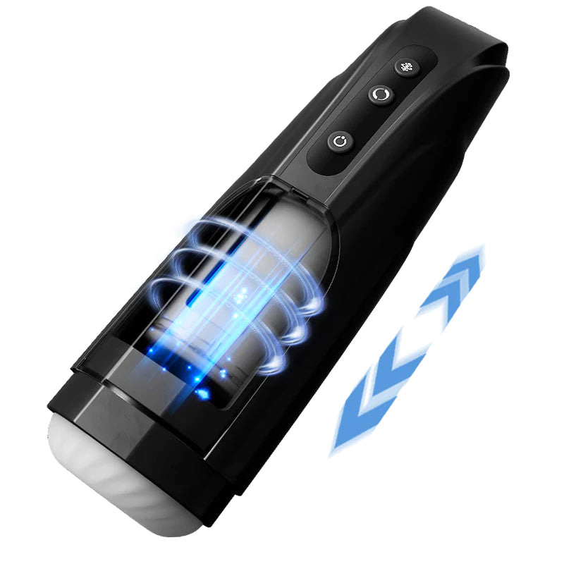 10 Telescopic Rotating Black Wing Male Masturbator