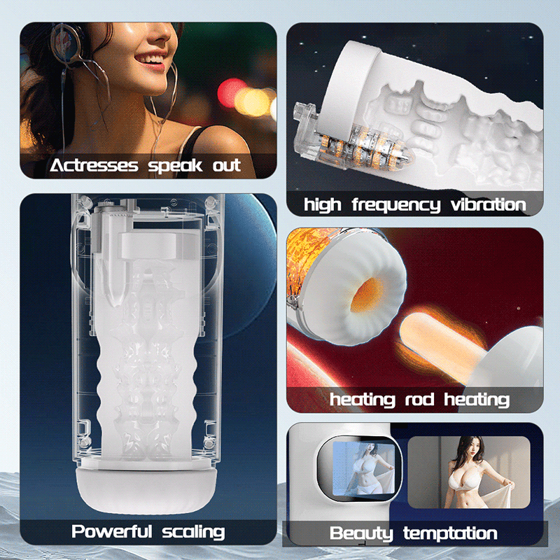 2024 New Uxolclub 9 Vibration & 9 Thrusting Male Masturbator with Heating Moan Function, Full LCD Display Sex Toys for Men