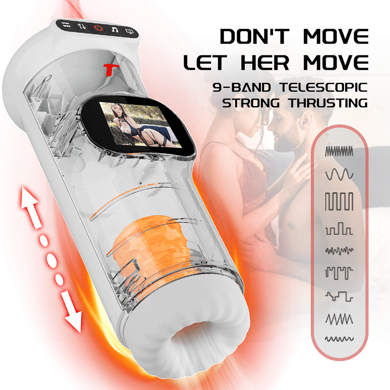 2024 New Uxolclub 9 Vibration & 9 Thrusting Male Masturbator with Heating Moan Function, Full LCD Display Sex Toys for Men