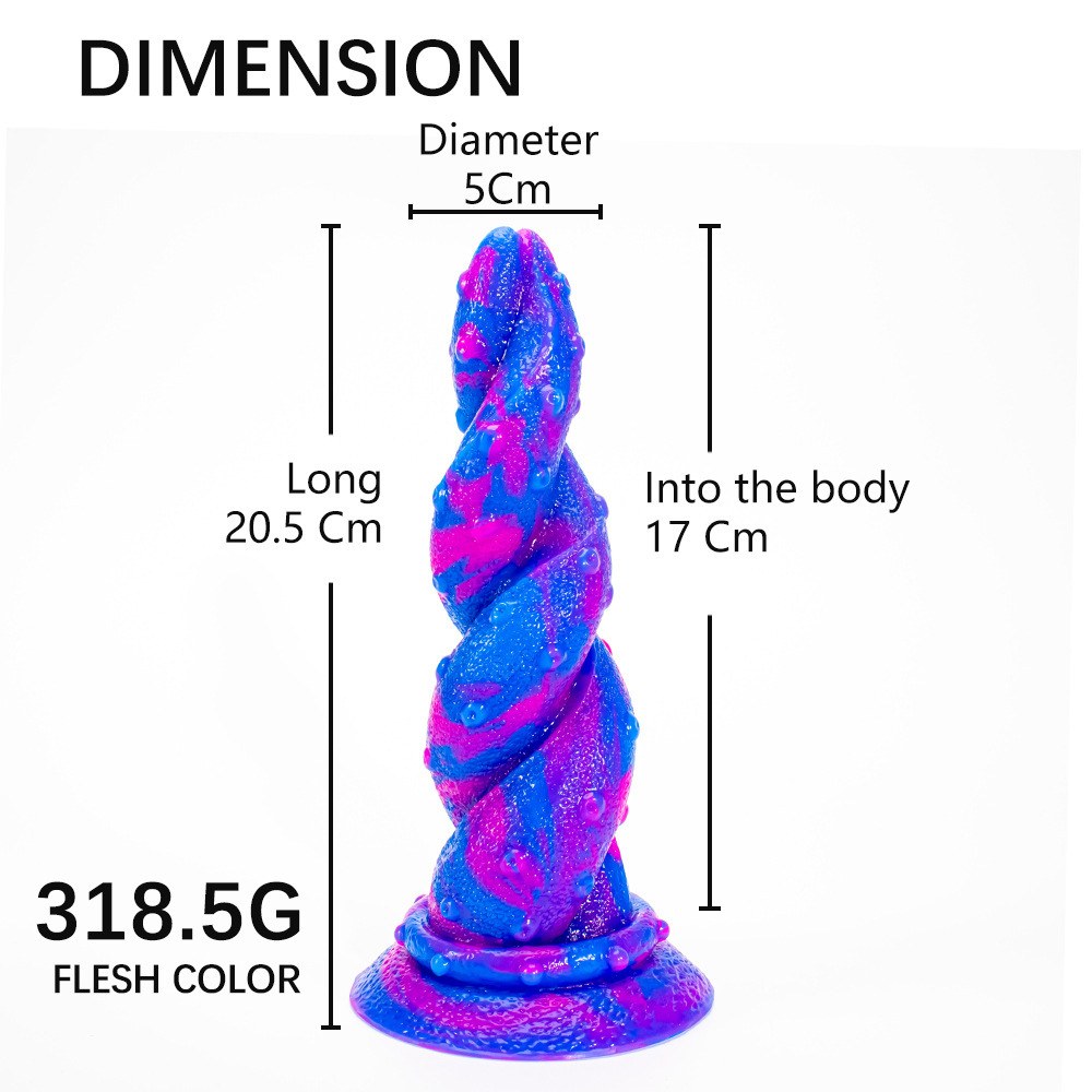 Special Shaped Mixed Color Liquid Silicone Manual Dildo