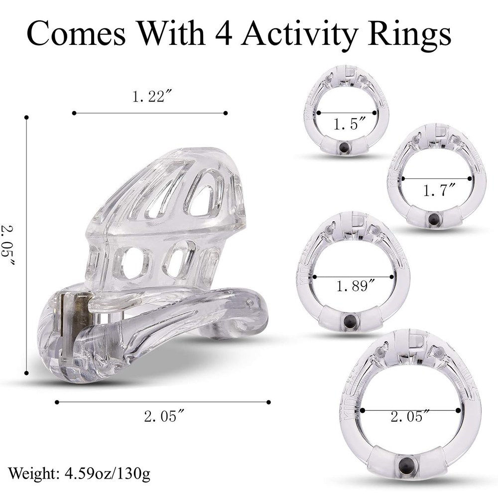 Male Penis Exercise Lightweight Chastity Cage - Adult Sex Toy with 4 Different Size Rings