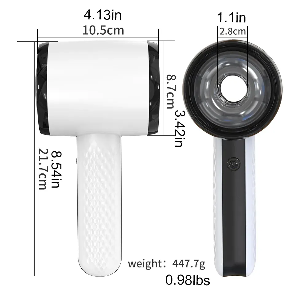 Hair Dryer Portable Male Masturbator 6 Thrusting Vibration Sucking Penis Trainer