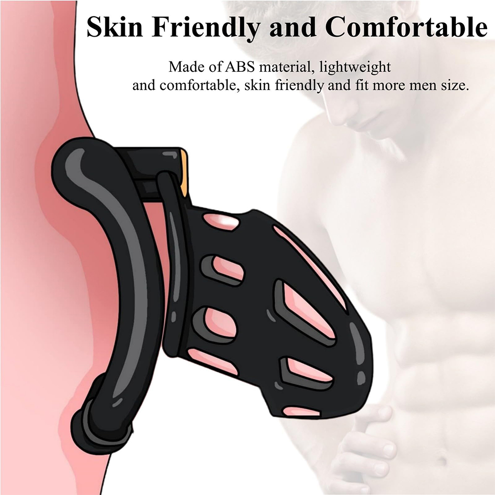 Male Penis Exercise Lightweight Chastity Cage - Adult Sex Toy with 4 Different Size Rings