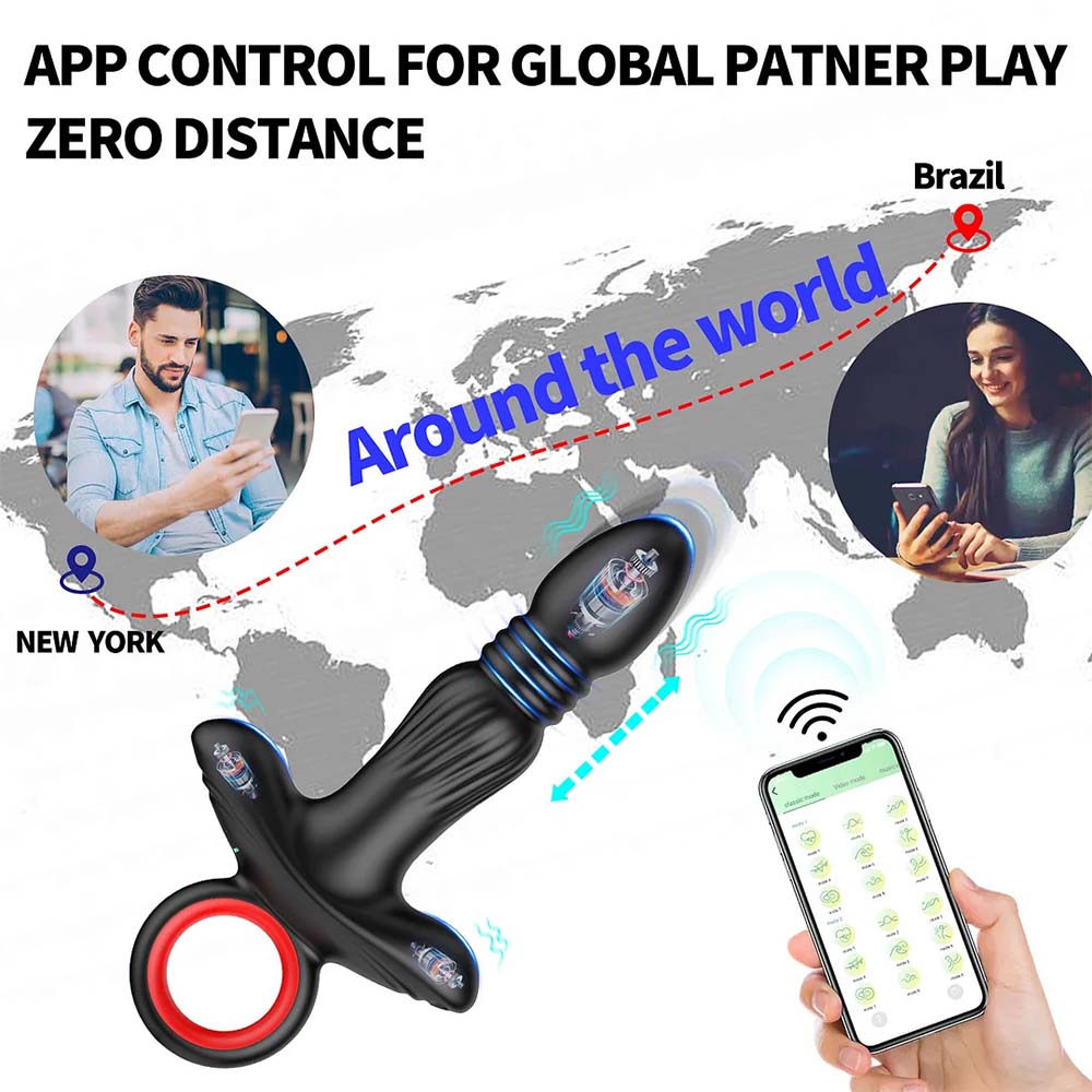 Wireless & App Remote Control Thrusting Vibration Prostate Massager