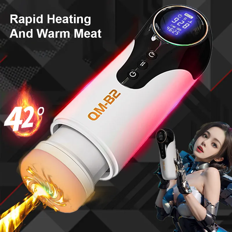 Qm-B2 Automatic Male Masturbator Heating, Piston Retractable 7 Vibrations 3 Strengths Men Sex Toy