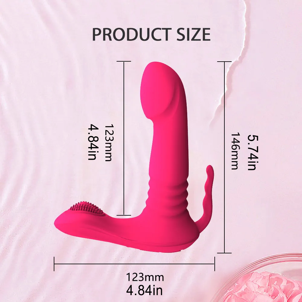 Pink Female Vibrator Strap on Thrusting Dildo App Control