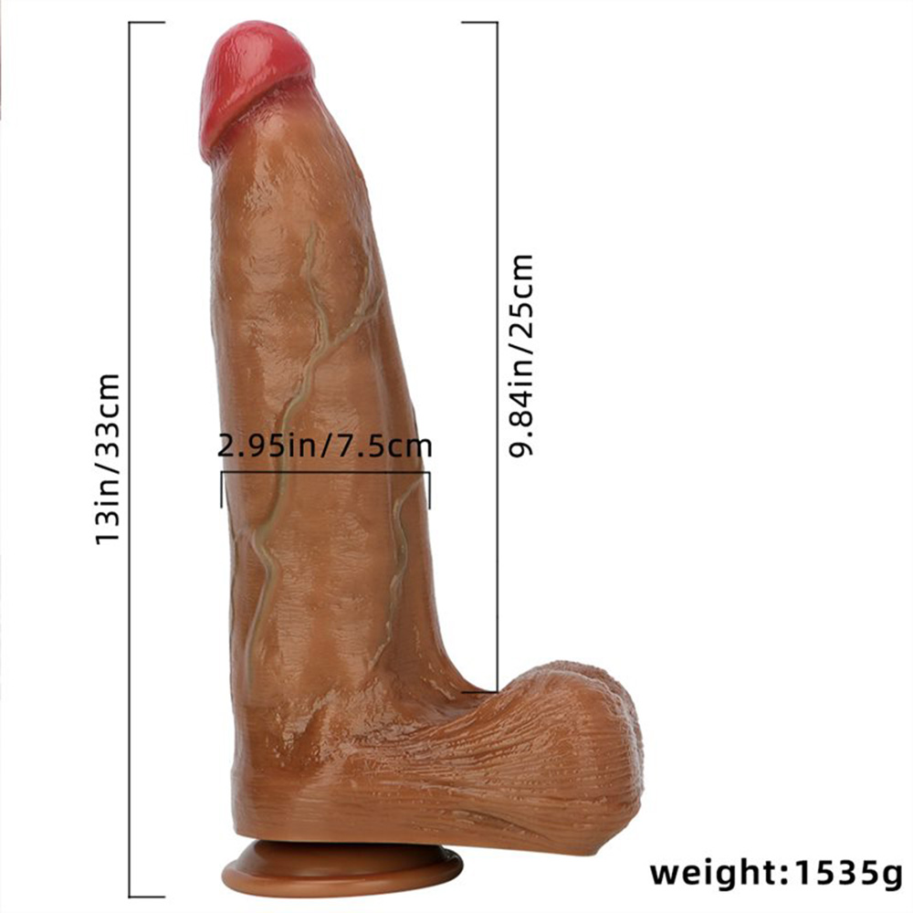 Green Veined Liquid Silicone Double Hardness Simulation Oversized Dildo