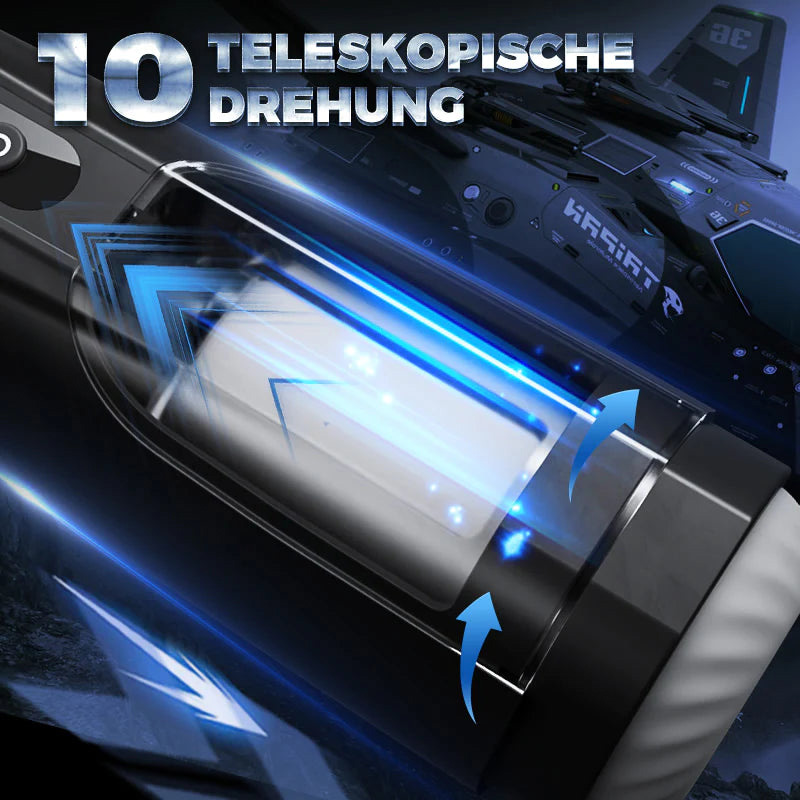 10 Telescopic Rotating Black Wing Male Masturbator