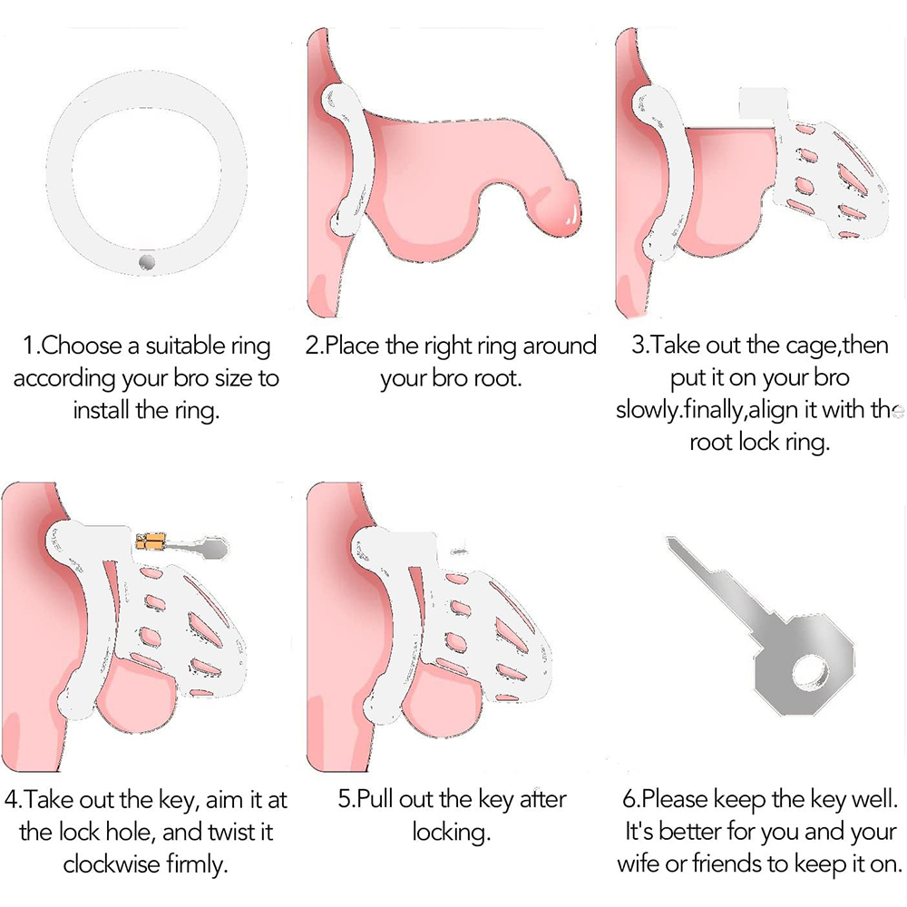 Male Penis Exercise Lightweight Chastity Cage - Adult Sex Toy with 4 Different Size Rings