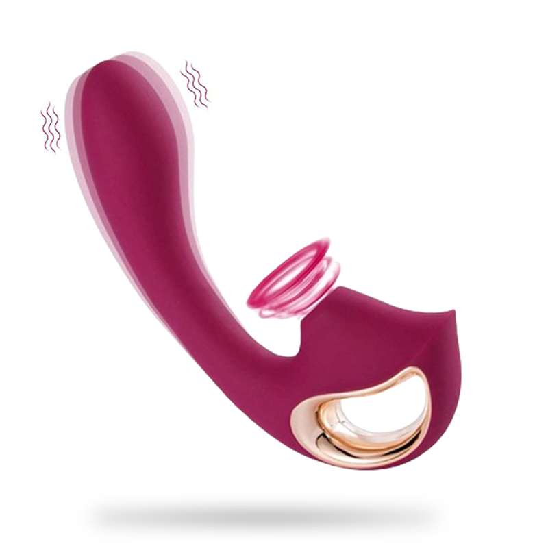 Burgundy Hand-Held Sucking Female Masturbation Vibrator