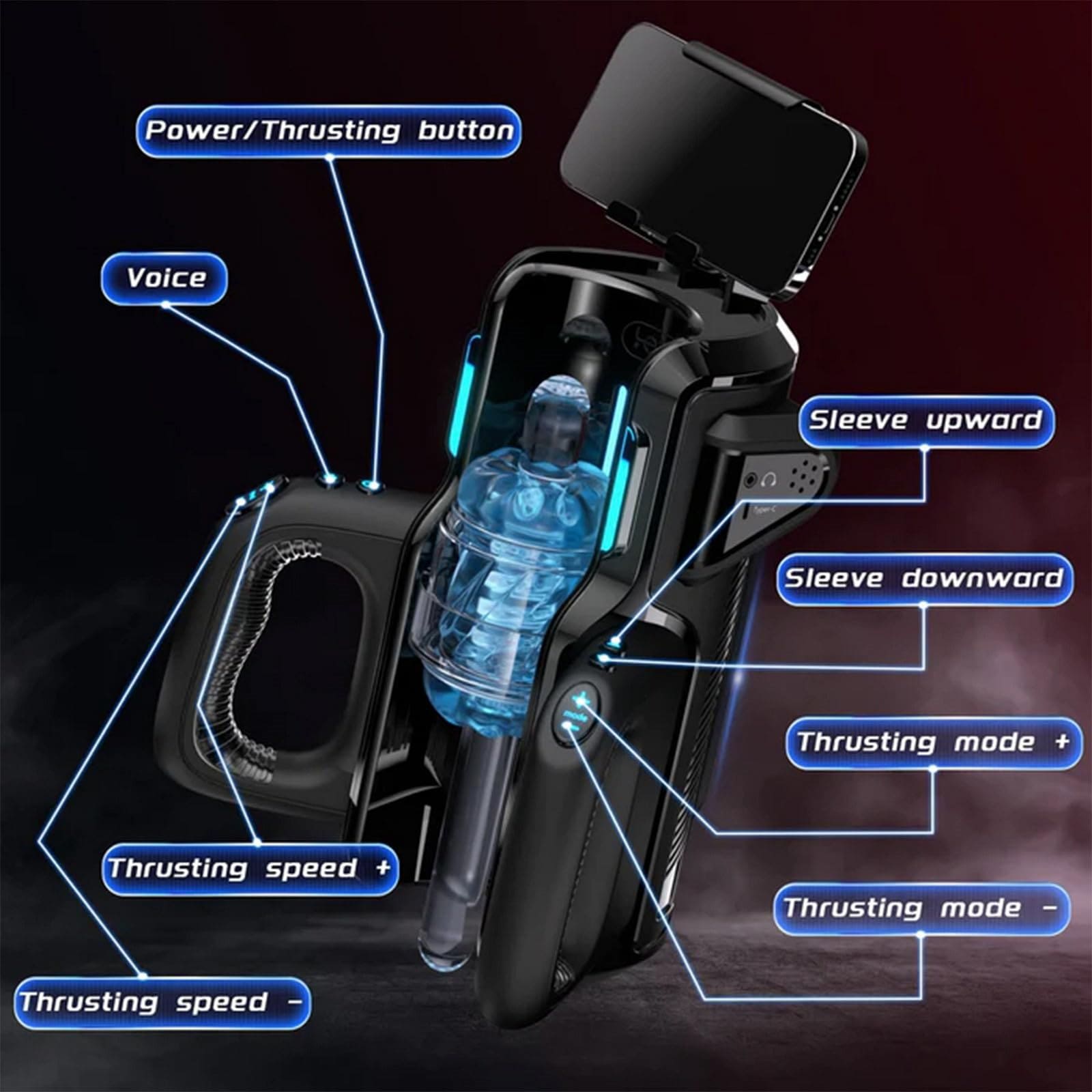 Leten Cannon King Pro Fully Automatic Masturbator Ultra-Long Male Stroke Machine With Handle