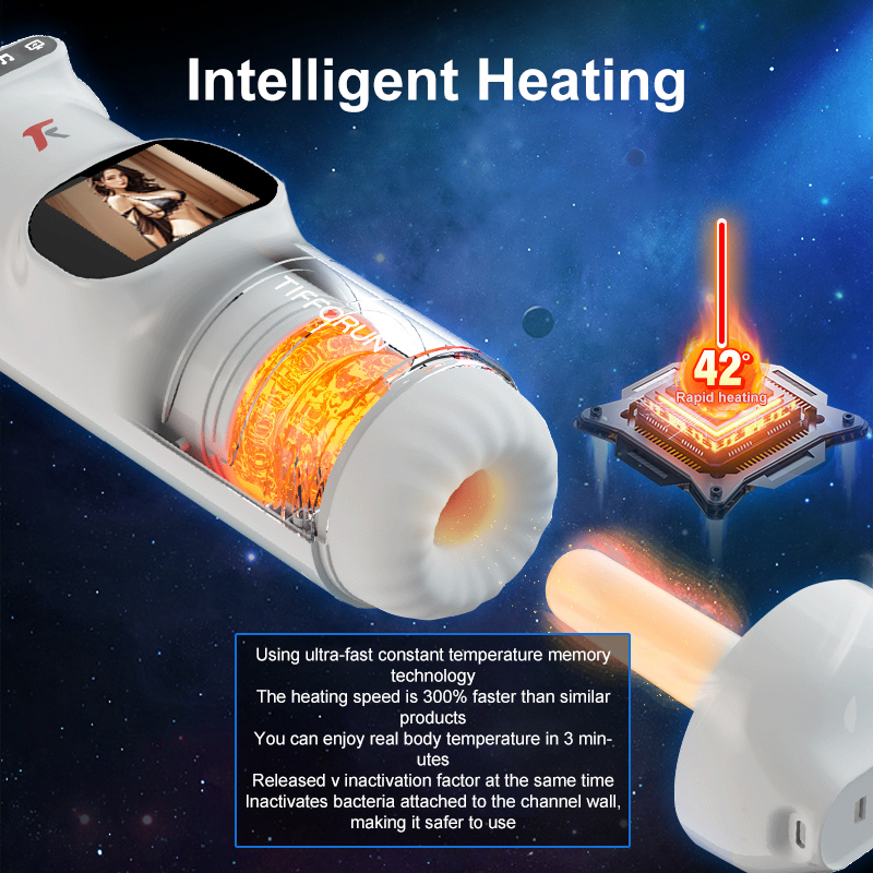 2024 New Uxolclub 9 Vibration & 9 Thrusting Male Masturbator with Heating Moan Function, Full LCD Display Sex Toys for Men