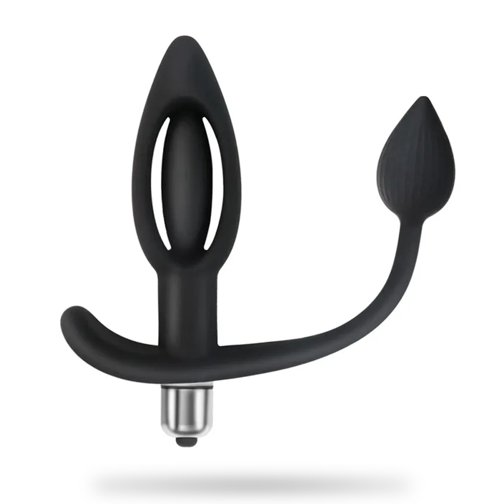 Hollow Thread Silicone Vibrating Anal Plug