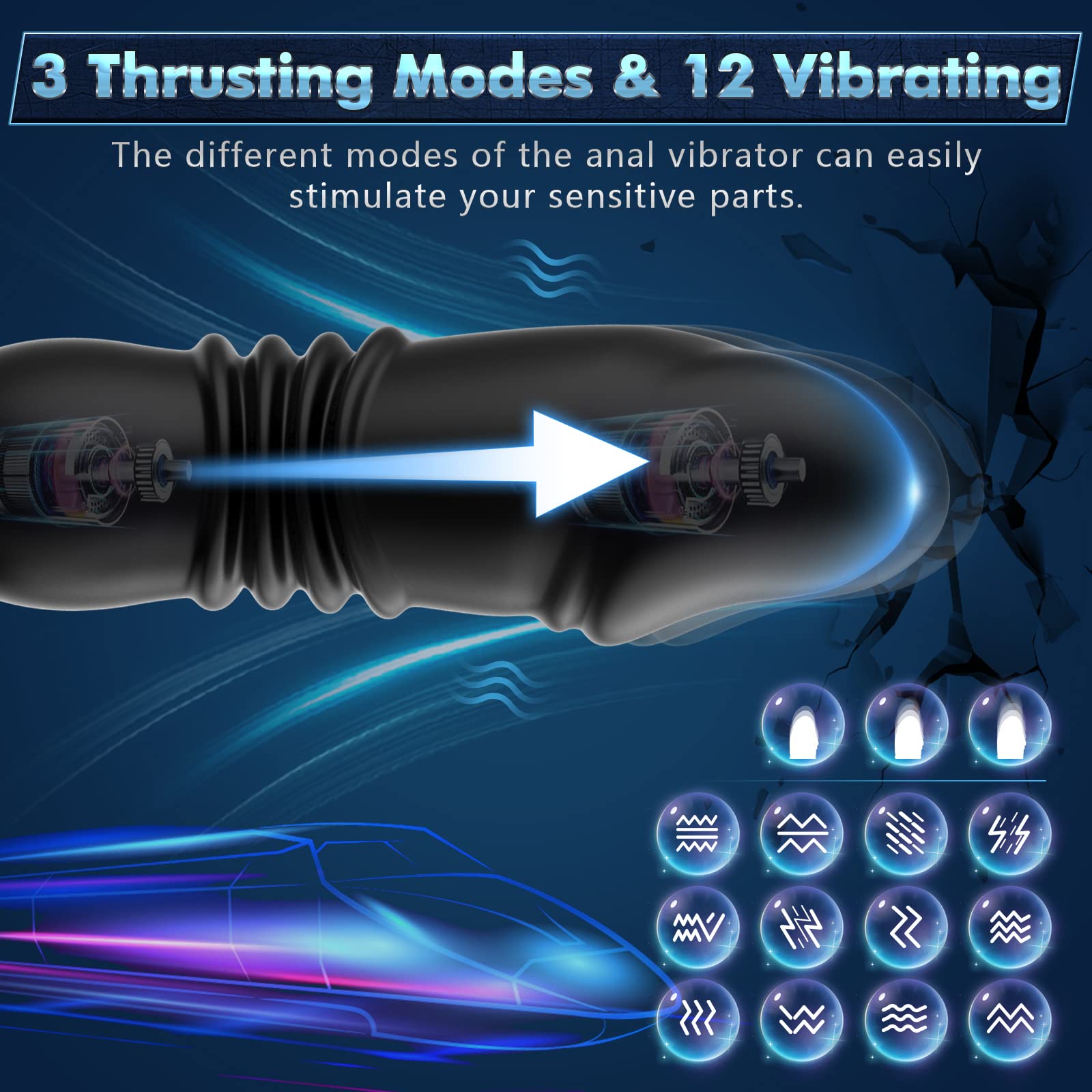 3 in 1 Thrusting Prostate Massager Anal Vibrator