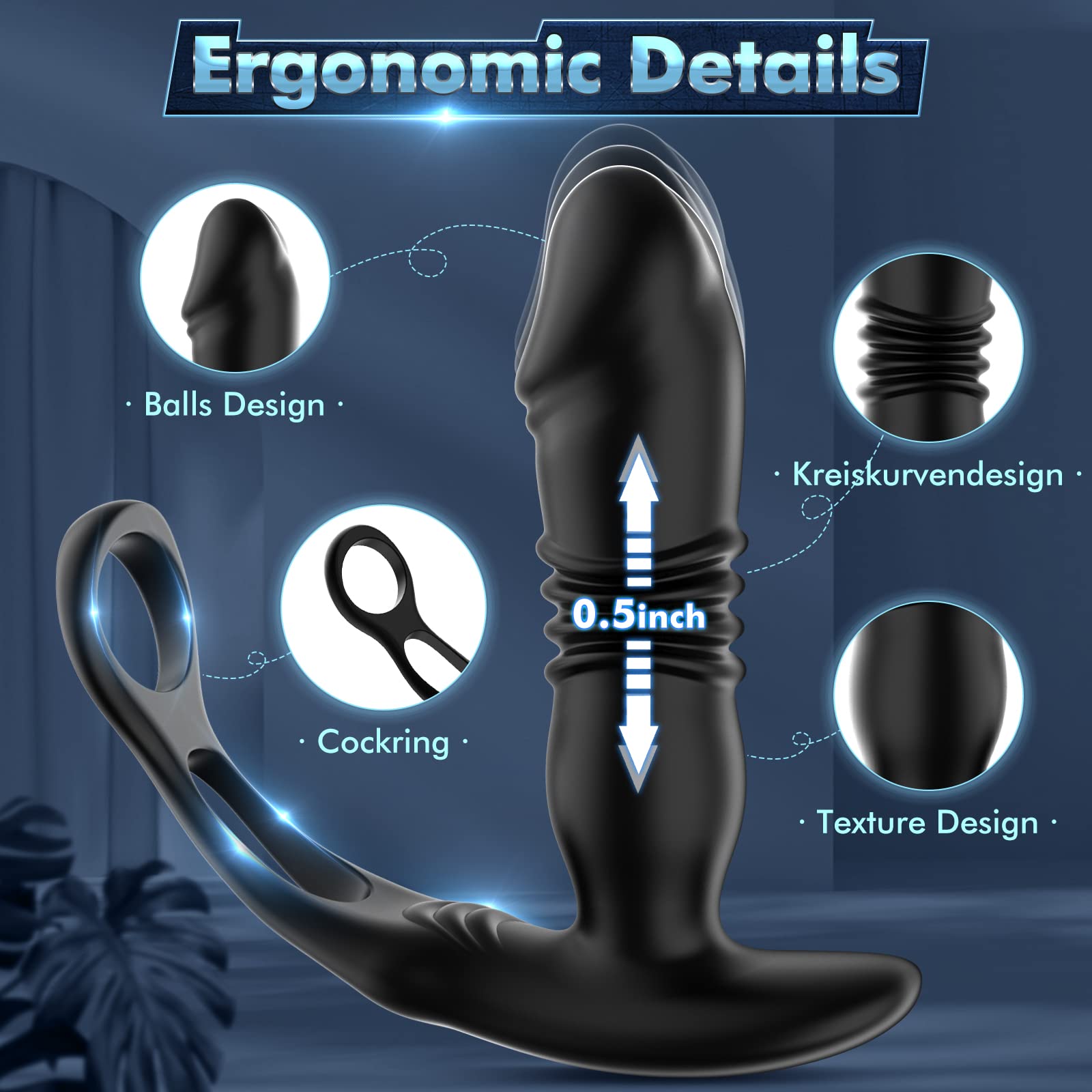 3 in 1 Thrusting Prostate Massager Anal Vibrator