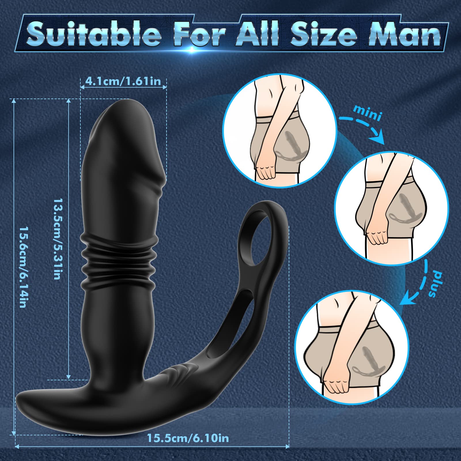 3 in 1 Thrusting Prostate Massager Anal Vibrator