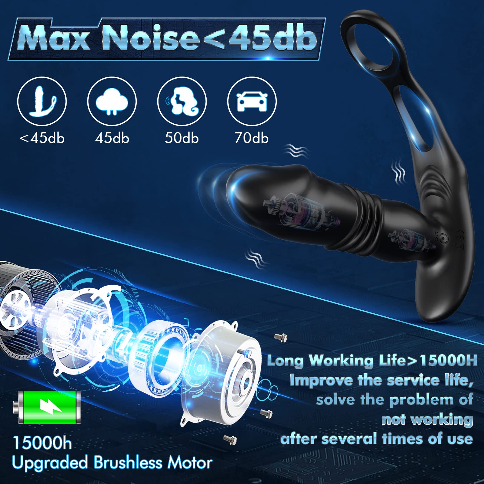 vibrating thrusting prostate massager Astroglide Natural Lubricant main image 1