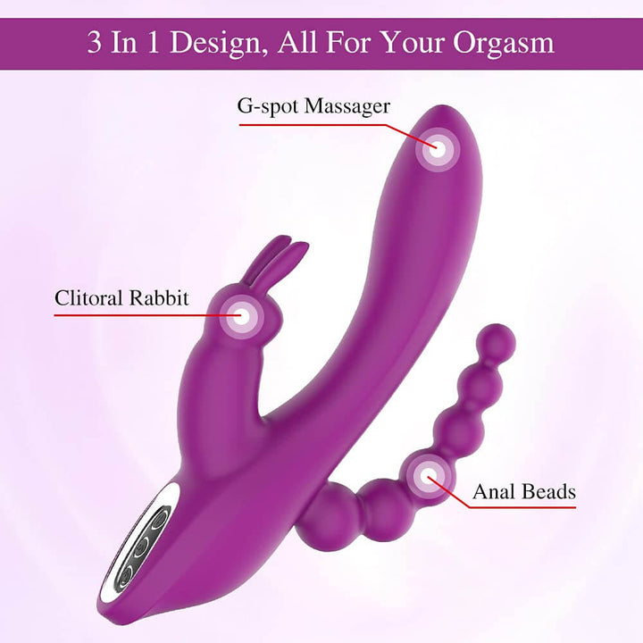 Double-Headed 3-Point Multi-Frequency Vibrating Masturbator