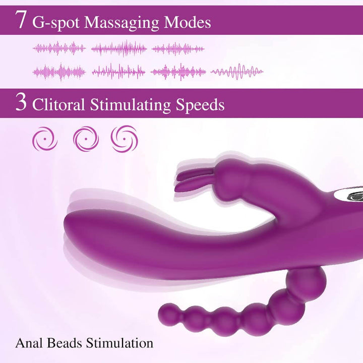 Double-Headed 3-Point Multi-Frequency Vibrating Masturbator