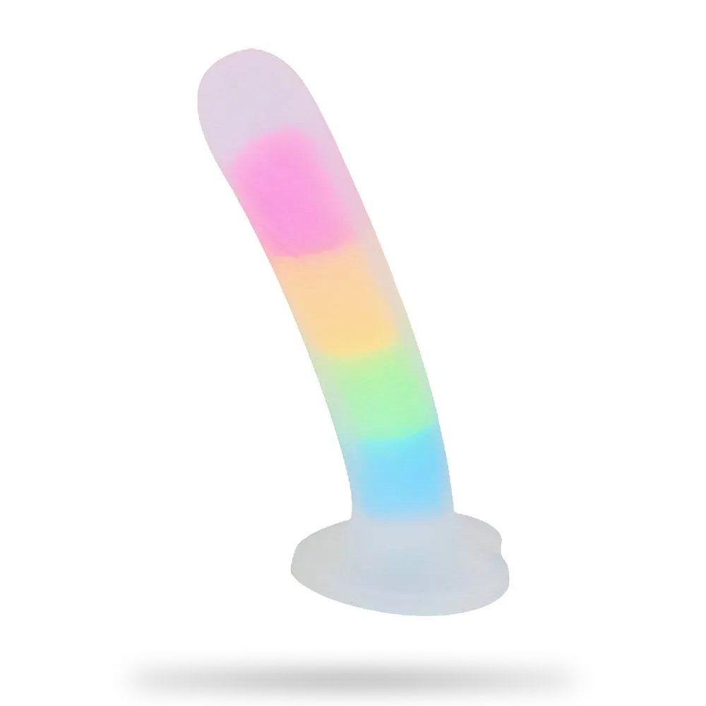 Rainbow Luminous Anal Plug with Suction Cup Sex Toy 6.5 Inch