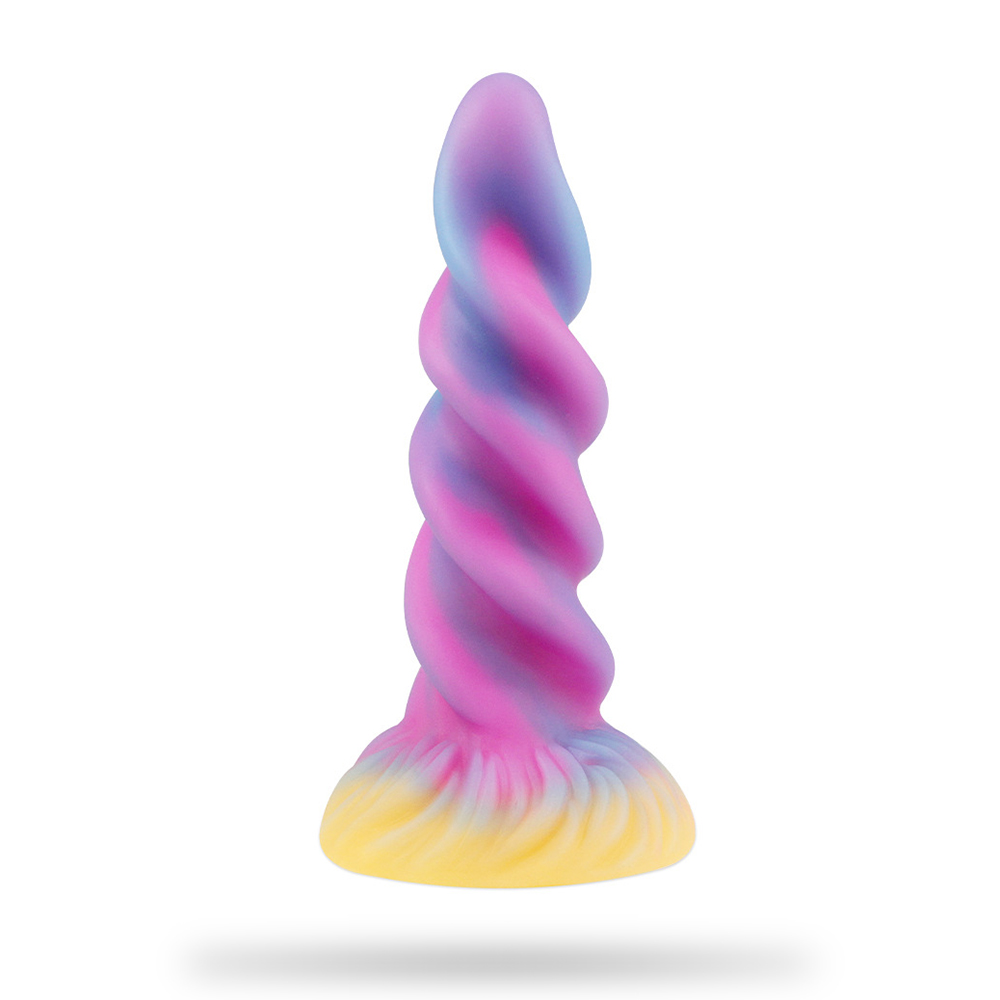 Mixed Color Luminous Spiral Silicone Dildo