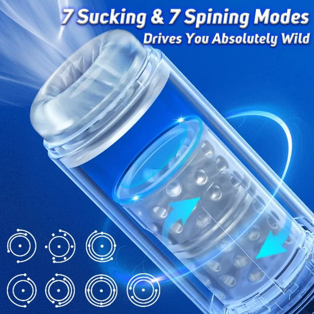 2 In 1 Automatic 7 Sucking Swivel Male Waterproof Masturbation Cup