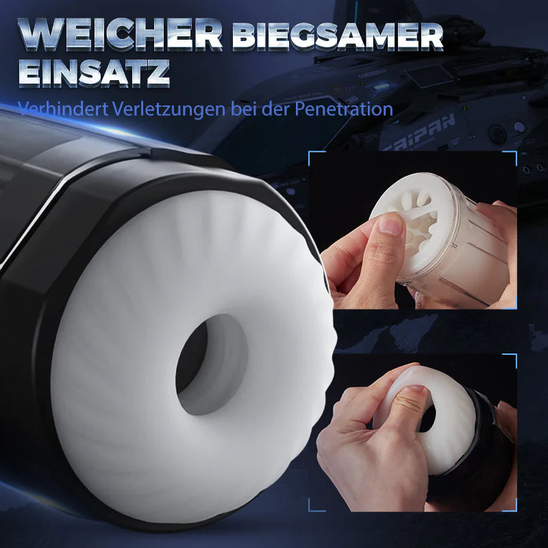 10 Telescopic Rotating Black Wing Male Masturbator