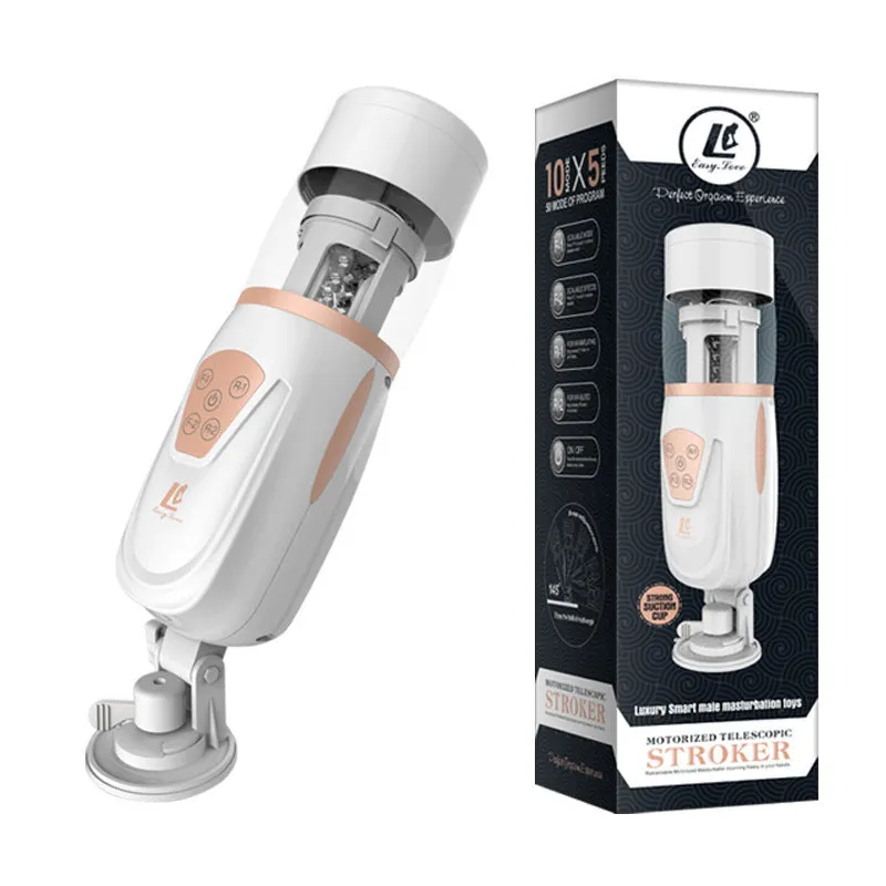 ThunderRush Automatic Telescopic Air Bag Men's Masturbation Cup with 10 Vibrations 5 Speeds 4d Channel with Suction Base