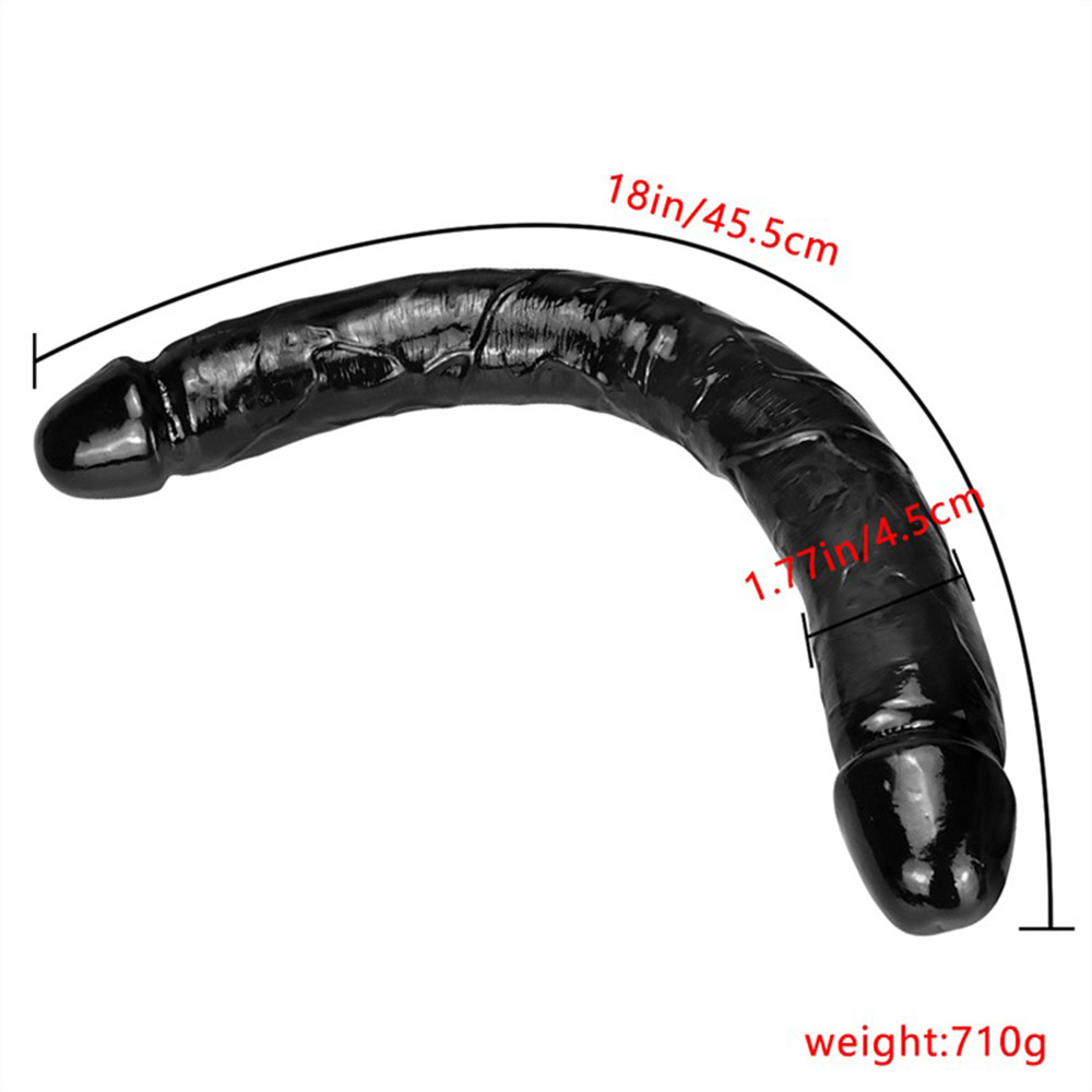 18 Inch Black Lesbian Double Ended PVC Dildo