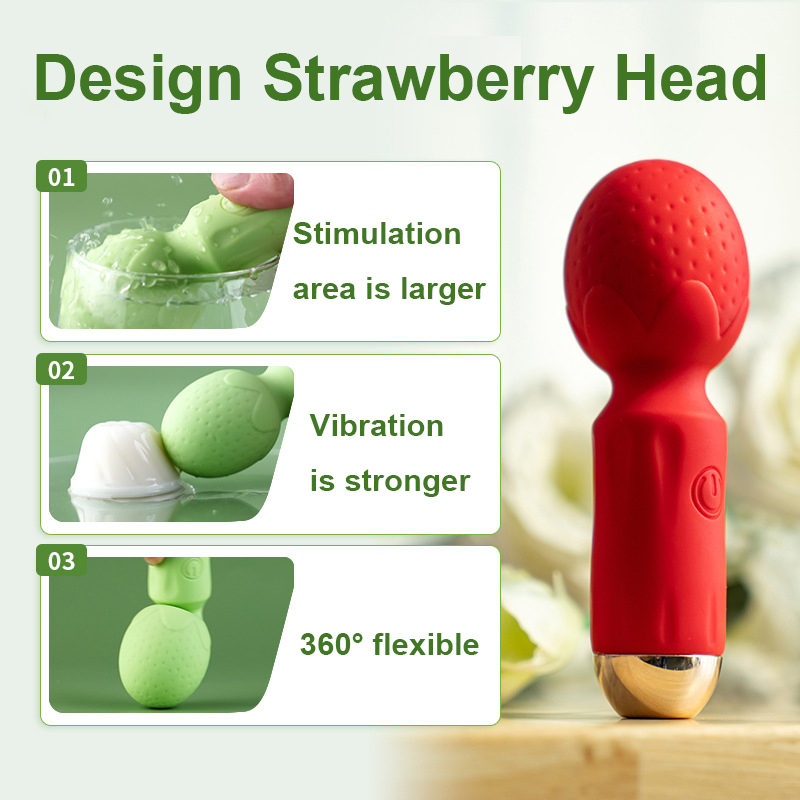 10 Frequency Vibration Mini AV Strawberry Head Vibrator