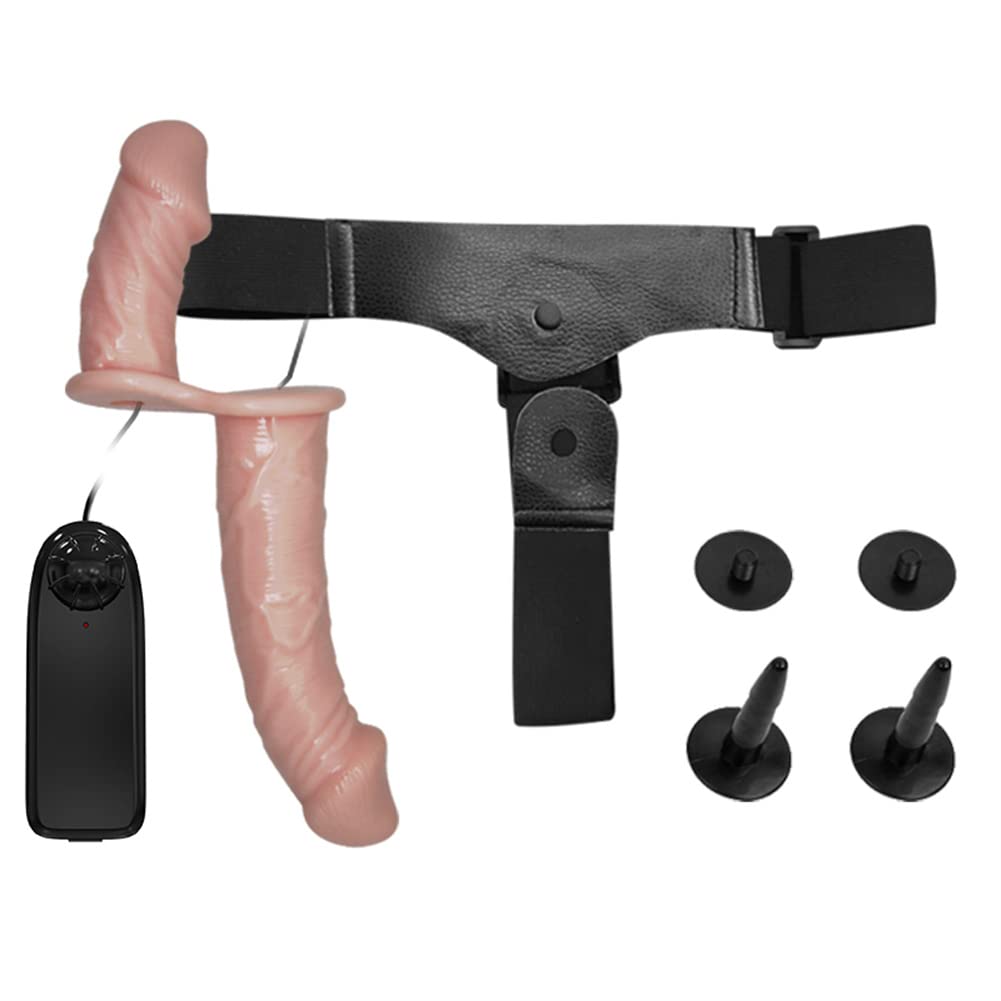 Wearable Harness Simulated Double-Headed Vibrating Dildo