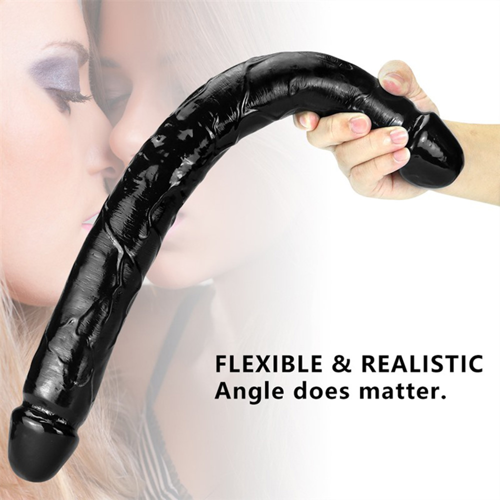 18 Inch Black Lesbian Double Ended PVC Dildo