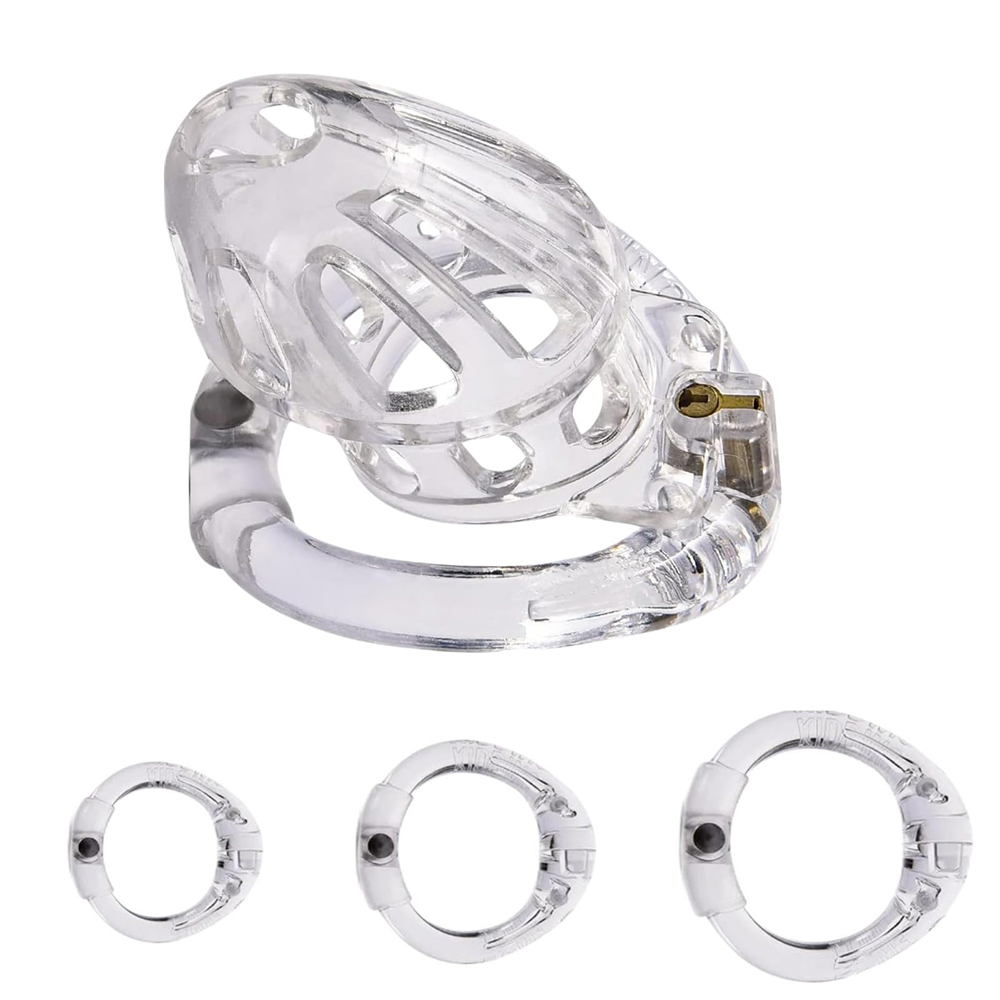 Male Penis Exercise Lightweight Chastity Cage - Adult Sex Toy with 4 Different Size Rings