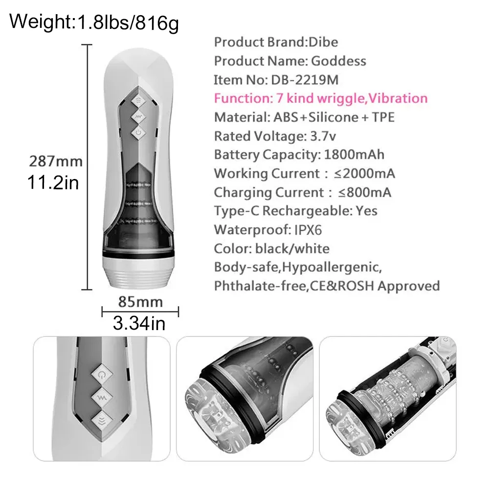 7-Frequency Automatic Piston Telescopic Masturbators Cup