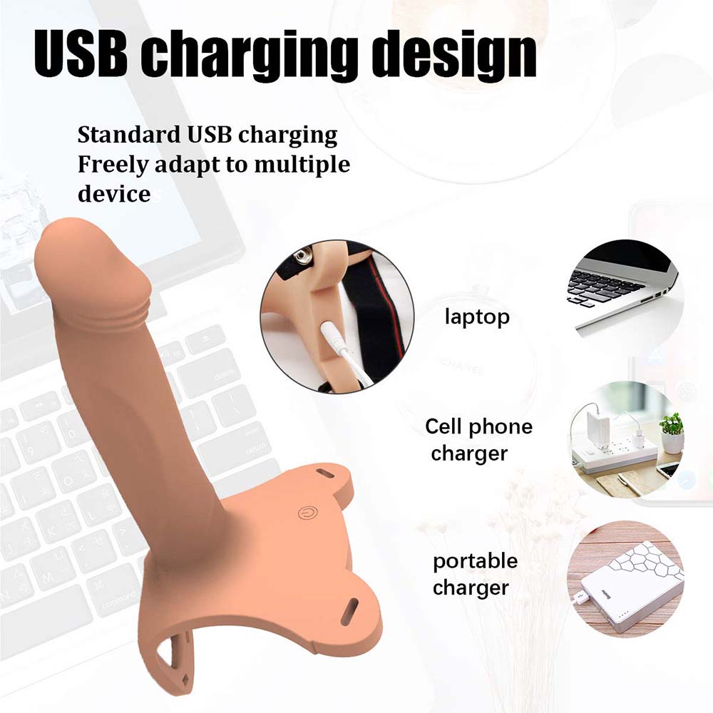 Wireless Remote Control Charging Vibrating Silicone Simulation Wearable Dildo