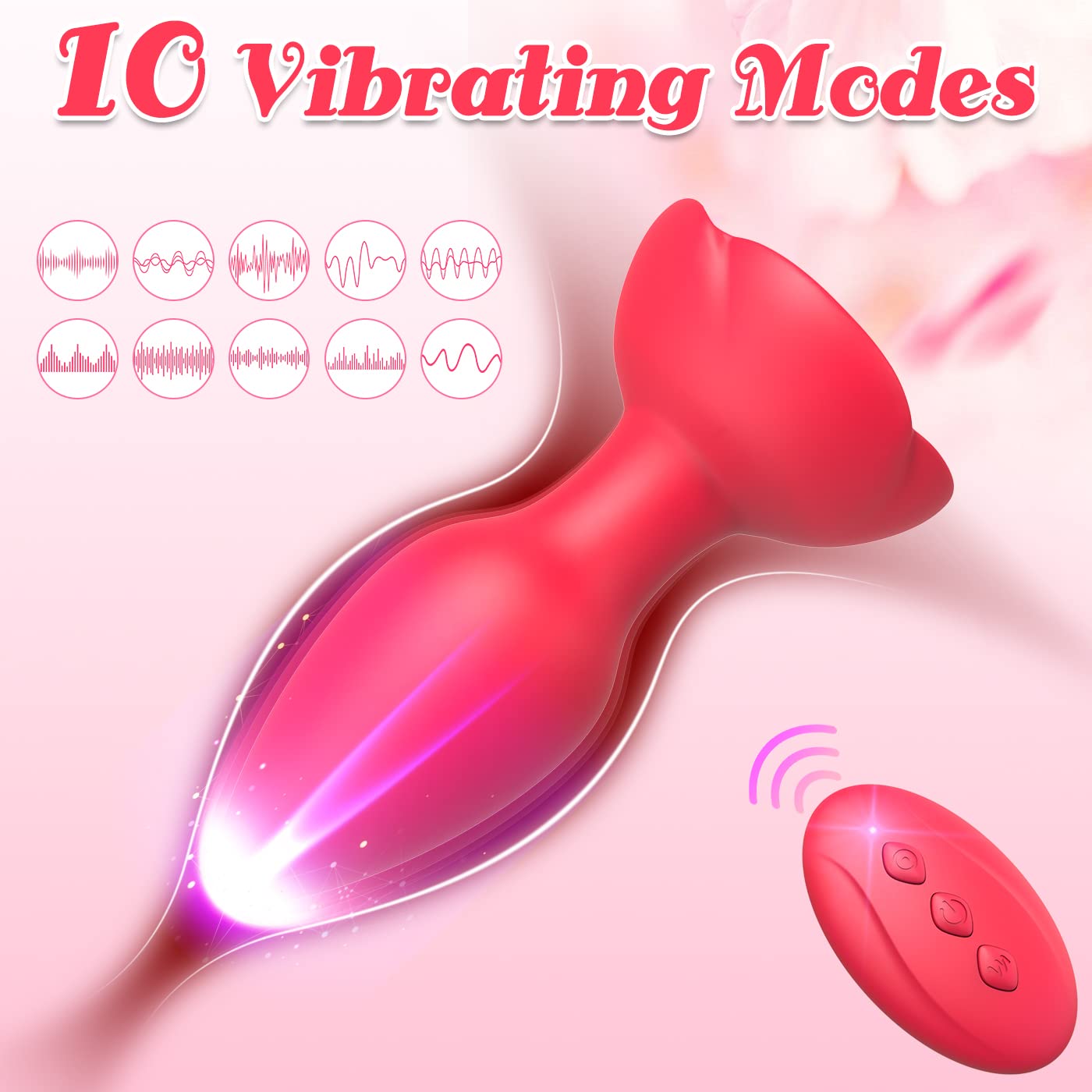 Rose Remote Control 10 Frequency Vibration Silicone Anal Plug