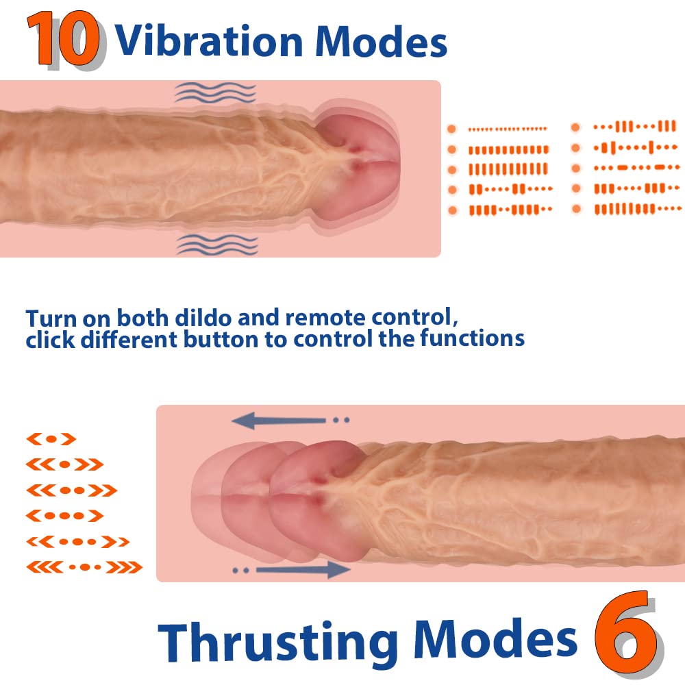 Heated Thrust Vibrating Dildo with Suction Cup Adjustable Length