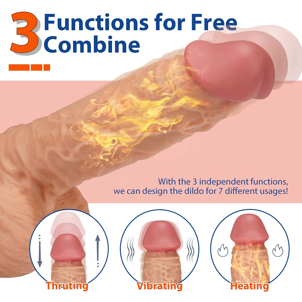 7.9”Thrusting Dildo Vibrator with 10 Modes Vibration and Heating, Realistic Vibrating Dildos with Remote Control for Anal Play G-spot Stimulation, Suction Cup Adult Sex Toy for Women and Couple Flesh-Uxolclub - Best Adult Sex Toys Online Retailers