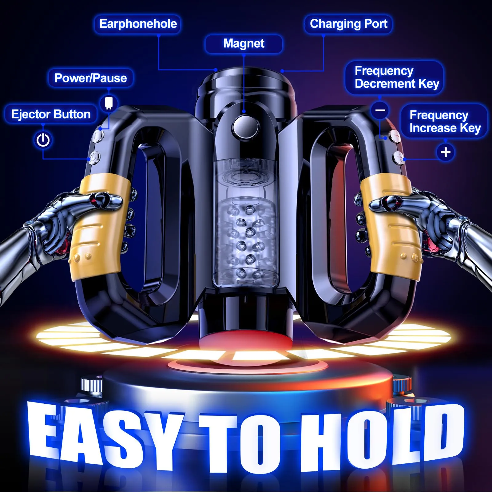 Automatic Male Masturbators Sex Toys for Men，Male Stroker with 10 Thrusting & Rotating Modes Male Sex Toys with Live Voice Cell Phone Magnetic Attachment，Male Masturbator Adult Sex Toys & Games