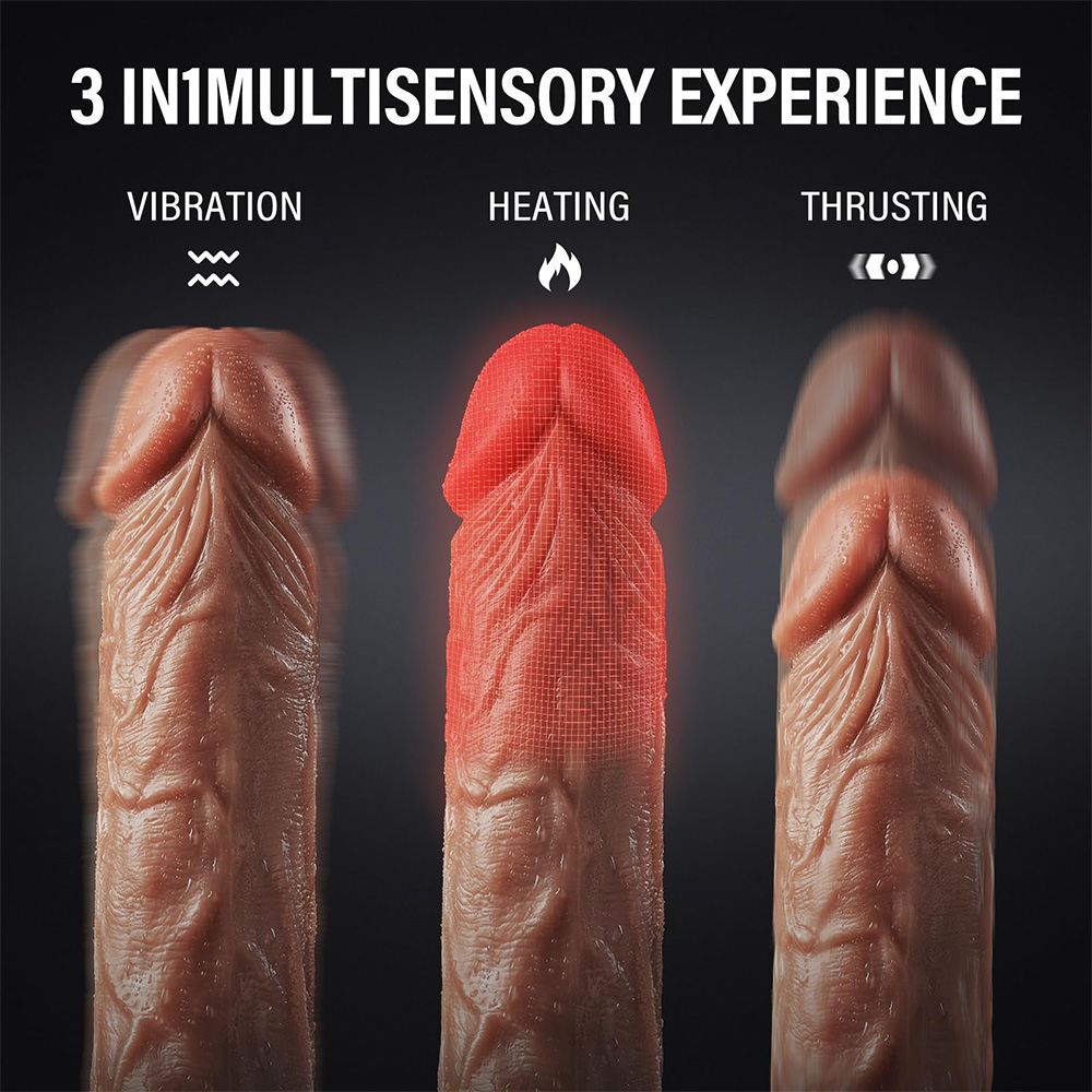 10 Vibrating & Thrusting Heating Telescopic Realistic Dildos