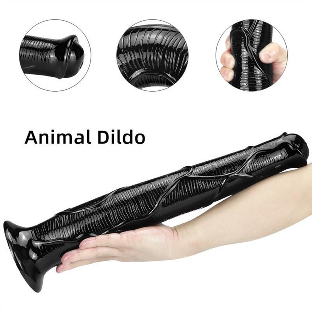 17 Inch Oversized Black Animal Horse PVC Dildo