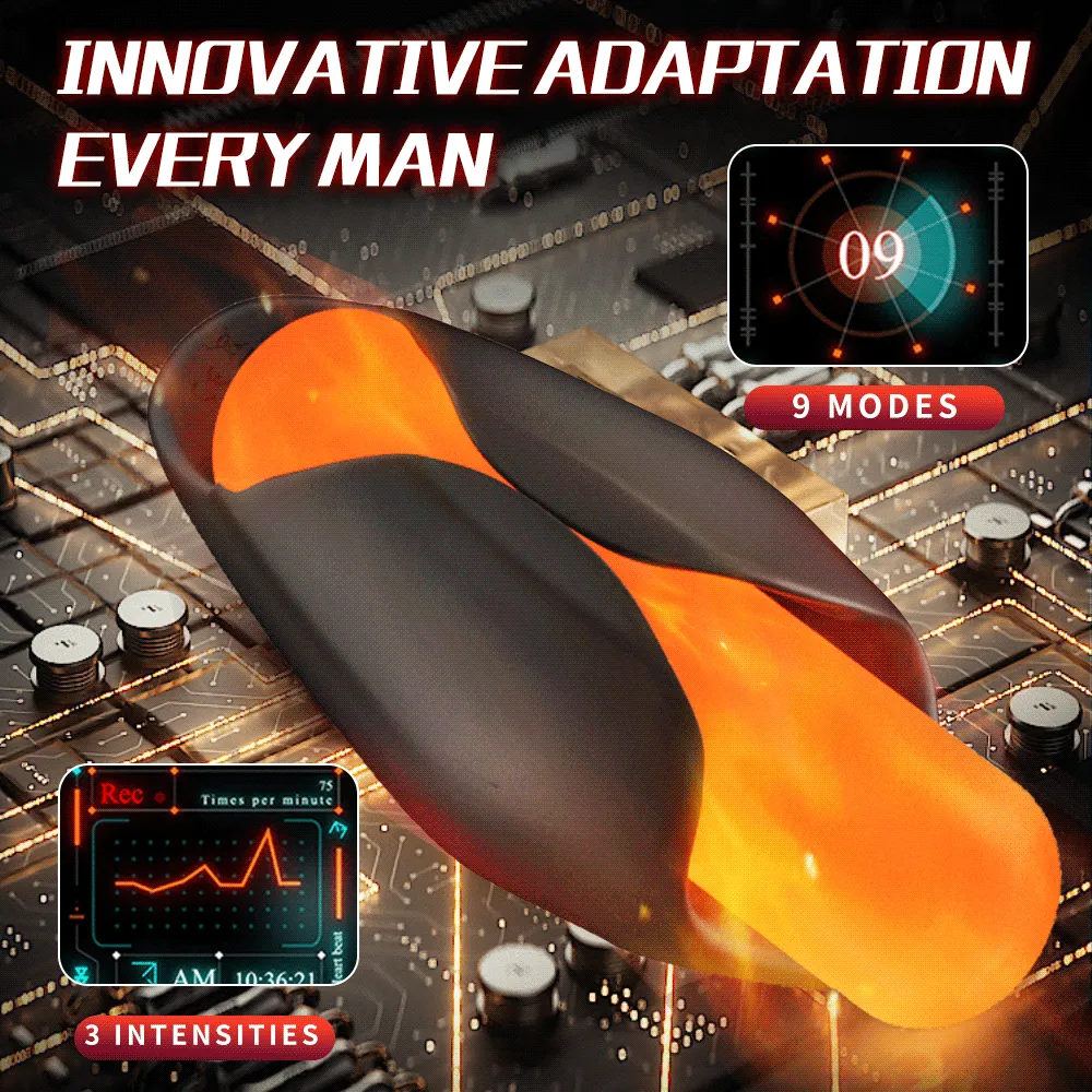 Penis Training Male Masturbator 9 Modes, Vibrating Toy Strokers Glans Trainer Stimulator, Mens Machine Masturbators Adult & Games