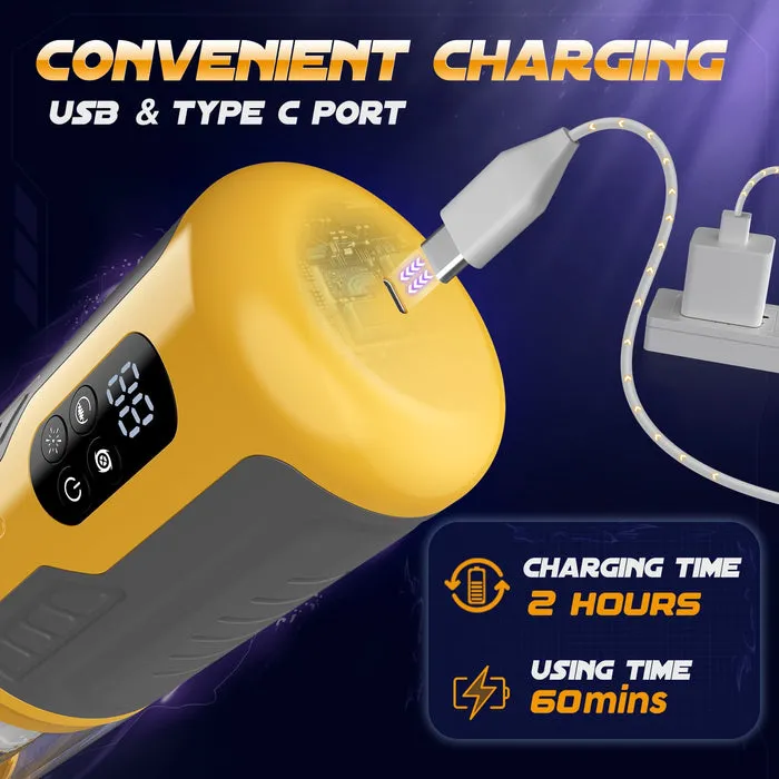 UXOL Truly Waterproof 3 In 1 Masturbation Cup 7 Thrusting Rotation Fully Male Masturbator