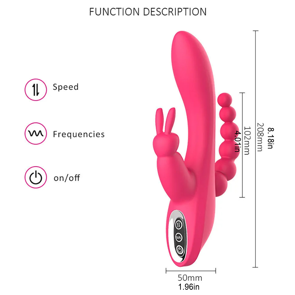 Double-Headed 3-Point Multi-Frequency Vibrating Masturbator