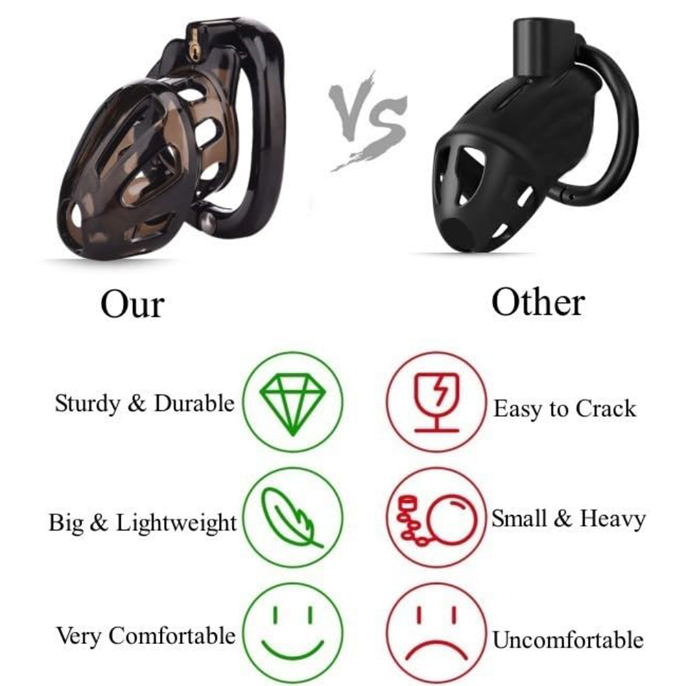 Male Penis Exercise Lightweight Chastity Cage - Adult Sex Toy with 4 Different Size Rings