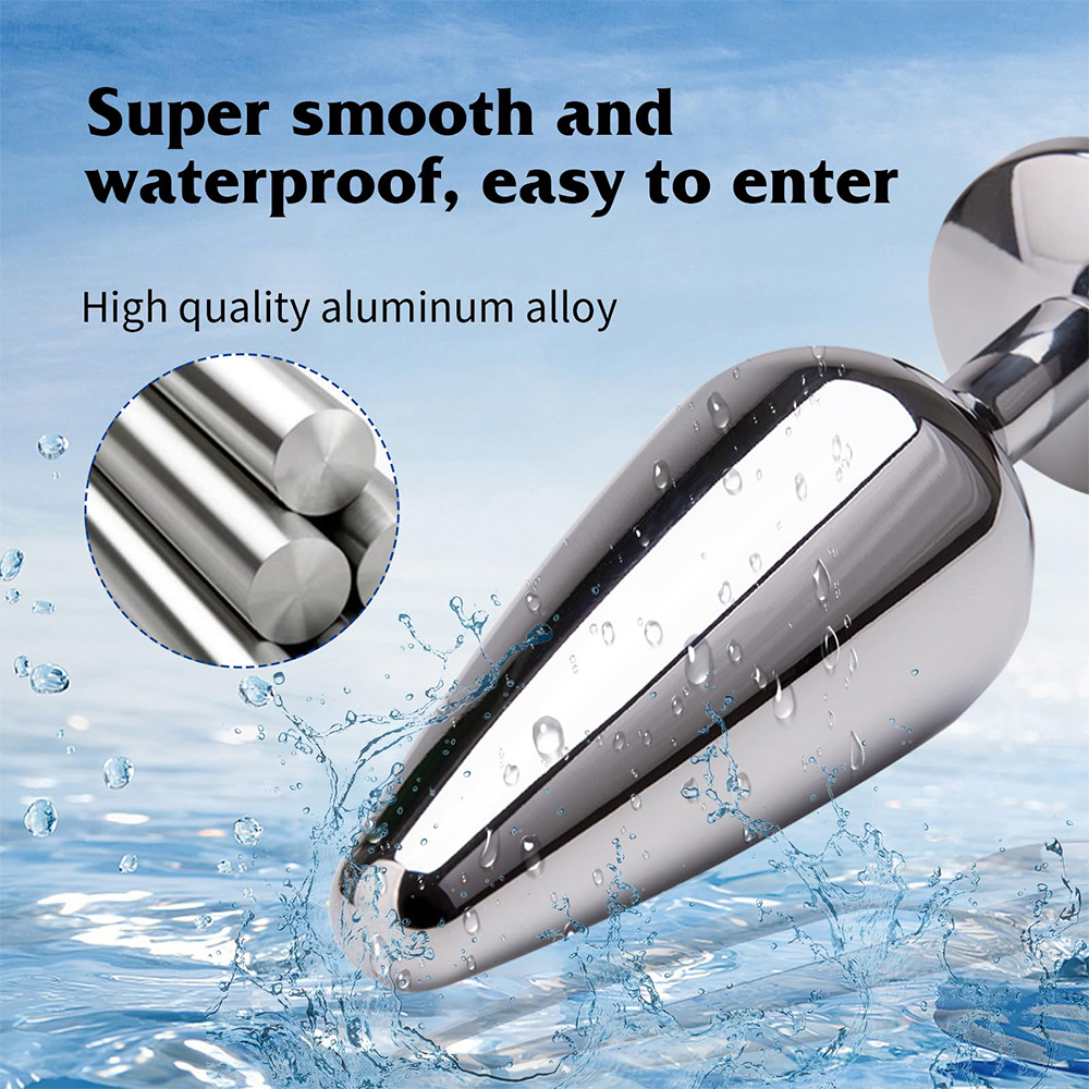 4-Pack Metallic Silver Butt Plug Set with Jewelry Base Smooth Metal Butt Plug