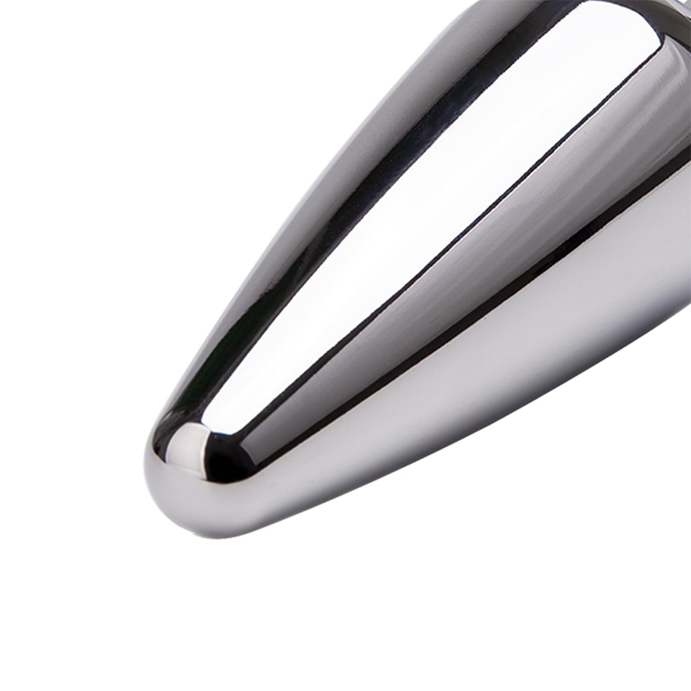 4-Pack Metallic Silver Butt Plug Set with Jewelry Base Smooth Metal Butt Plug